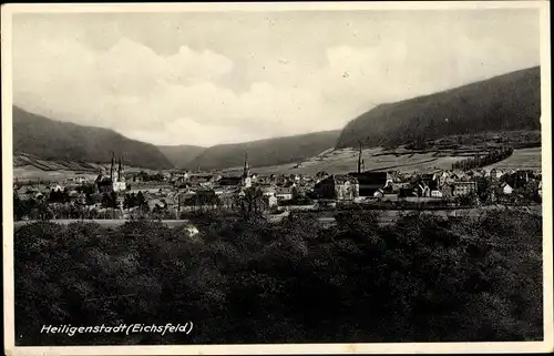 Ak Heilbad Heiligenstadt Eichsfeld Thüringen, Teilansicht vom Ort, Kirchen, Hügellandschaft