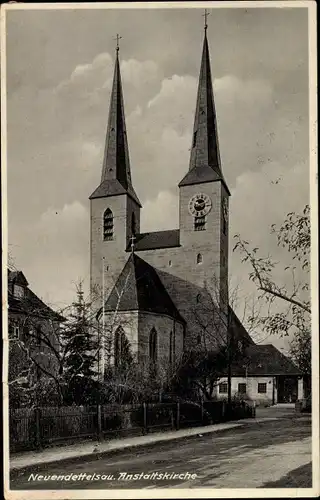 Ak Neuendettelsau in Mittelfranken, Anstaltskirche, Außenansicht, Zwei Türme