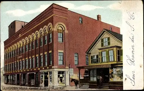 Ak Leominster Massachusetts USA, Kendall Building Music Hall