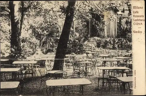 Ak Milano Mailand Lombardia, Caffè Ristorante Confetteria Cova, Giardino