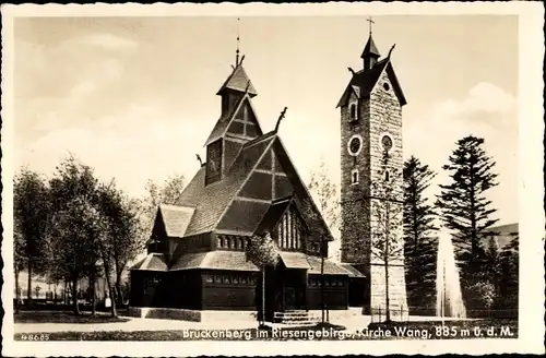 Ak Brückenberg b. Krummhübel Riesengebirge Schlesien, Kirche Wang