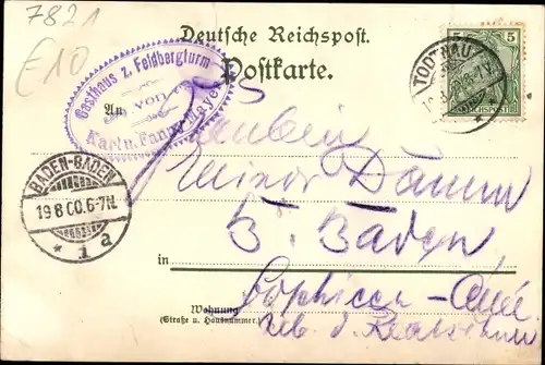 Litho Feldberg im Schwarzwald, Feldbergerhof, Bes. Carl Mayer, Bismarck Denkmal, Feldsee, Turm