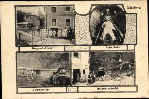 Ak Hallein in Salzburg, Bergwerk, Rutschbahn, Bergmänner 