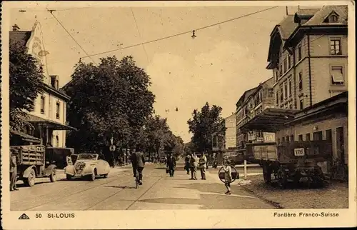 Ak Saint Louis Sankt Ludwig Elsass Haut Rhin, Frontière Franco Suisse, Grenze