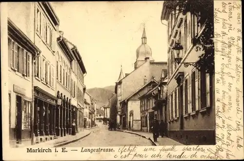 Ak Sainte Marie aux Mines Markirch Elsass Haut Rhin, Lange Straße