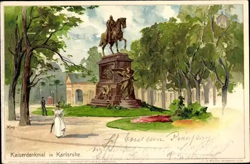 Künstler Litho Kley, Heinrich, Karlsruhe in Baden Württemberg, Kaiser Denkmal