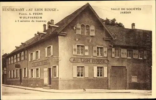 Ak Wolfisheim Elsass Bas Rhin, Restaurant Au Lion Rouge, Propr. A. Fuchs