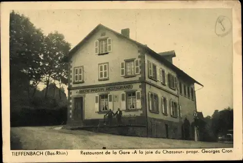 Ak Tieffenbach Elsass Bas Rhin, Restaurant de la Gare, Propr. Georges Cron