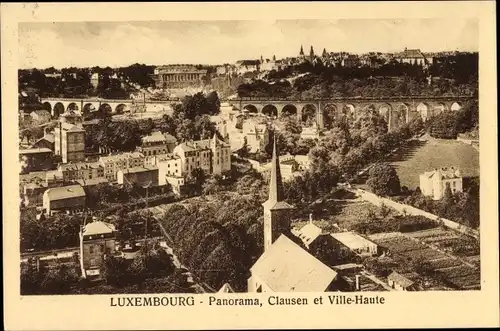 Ak Luxemburg, Stadtpanorama, Clausen et Ville-Haute