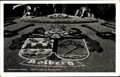 Wappen Ak Kołobrzeg Kolberg Pommern, Stadtwappen, Rosengarten