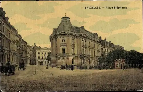 Ak Bruxelles Brüssel, Place Stéphanie, Kutschen