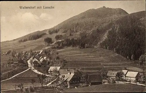 Ak Waltersdorf Großschönau Oberlausitz, Panorama vom Ort mit Lausche, Felder, Wald