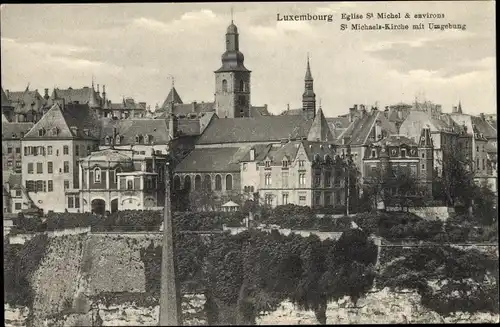 Ak Luxemburg, St. Michaels Kirche mit Umgebung