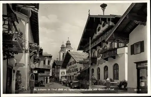 Ak St. Johann in Tirol, Speckbacherstraße, Gasthof Post