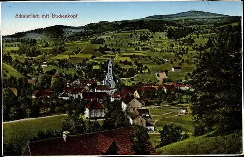 Ak Lapoutroie Schnierlach Elsass Haut Rhin, Panorama vom Ort m. Buchenkopf