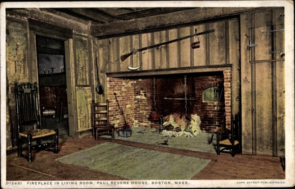 Ak Boston Massachusetts Usa Fireplace In Living Room Paul Revere House Rifle
