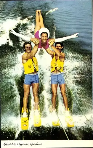 Ak Florida USA, Cypress Gardens, Skiing Adagio trio, Wasserski