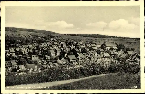 Ak St. Andreasberg Braunlage im Harz, Ortsansicht vom Glockenturm 