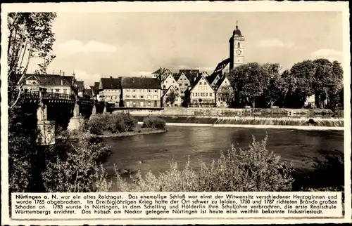 Ak Nürtingen am Neckar, Kirche, Wehr, Brücke