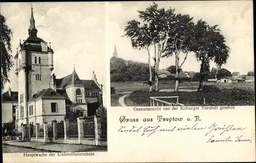 Ak Trzebiatów Treptow Rega Pommern, Hauptwache der Unteroffizierschule, Kolberger Vorstadt