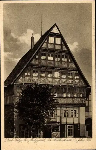 Ak Bad Salzuflen Nordrhein Westfalen, Ob. Mühlenstraße 1, Haus, Außenansicht, Holzgiebel, erb. 1632