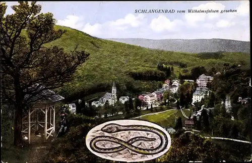 Ak Schlangenbad im Taunus Hessen, Panorama vom Wilhelmsfelsen gesehen, Schlange