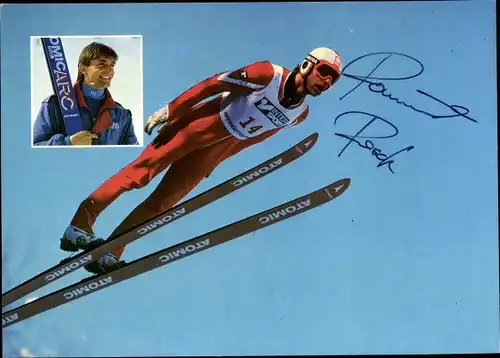 Ak Skispringer Raimund Resch, Österreichischer Meister, Autogramm