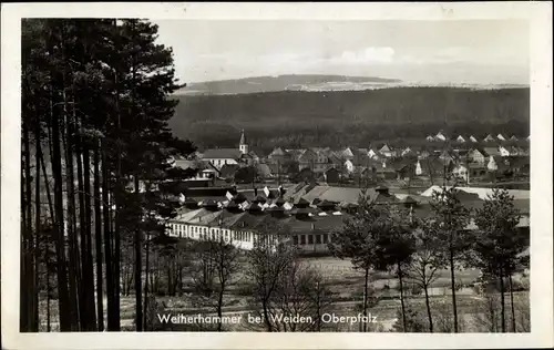 Ak Weiherhammer in der Oberpfalz, Kirche, Panorama vom Ort