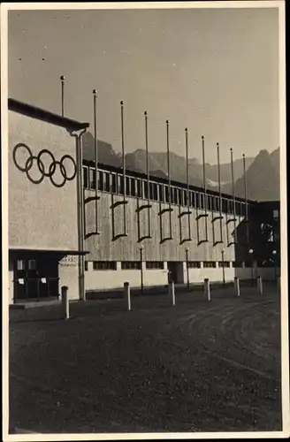 Foto Ak Gebäude, Olympische Ringe