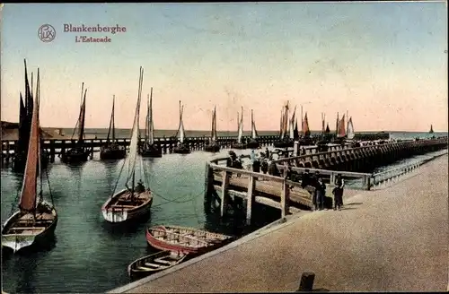 Ak Blankenberghe Westflandern, L'Estacade, Segelboote