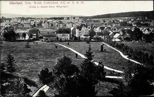 Ak Oberhof im Thüringer Wald, Teilansicht vom Ort, Wiese, Blick v. Grand hotel Wünscher