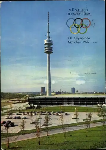 Ak Olympische Spiele München 1972, Oberwiesenfeld, Olympiaturm, Eissportstadion