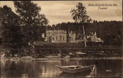 Ak Melrose Schottland, Abbotsford from the Tweed