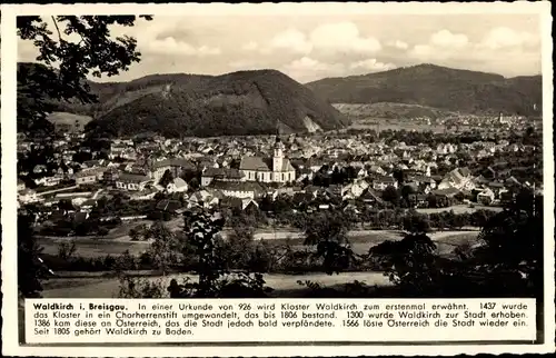 Ak Waldkirch im Breisgau Baden Württemberg, Teilansicht vom Ort, Kirche, Hügellandschaft