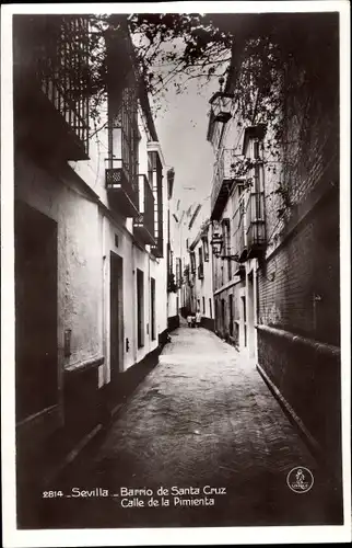 Ak Sevilla Andalusien Spanien, Barrio de Santa Cruz, Calle de la Pimienta