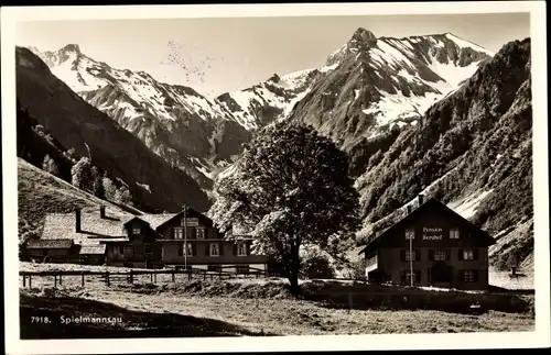 Ak Oberstdorf im Oberallgäu, Spielmannsau, Pension Berghof, Gasthof Spielmannsau, Alpenpanorama