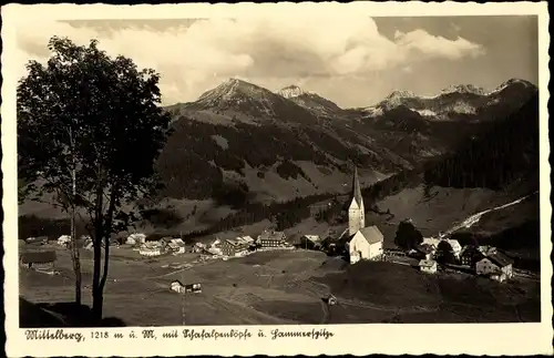 Ak Oy Mittelberg Allgäu, Panorama vom Ort m. Schafalpenköpfe u. Hammerspitze