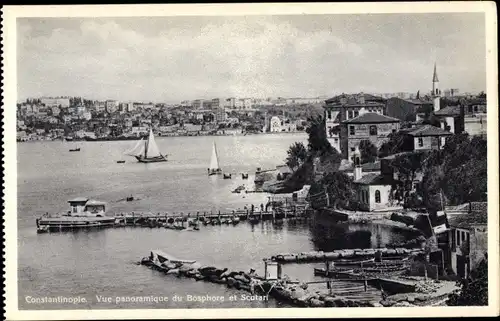 Ak Konstantinopel Istanbul Türkei, Vue panoramique du Bosphore et Scutari