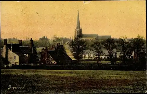 Ak Brewood England, Kirche, Panorama vom Ort