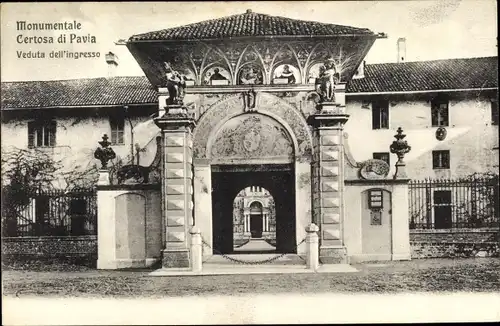 Ak Pavia Lombardia, Monumentale Certosa di Pavia, Veduta dell' ingresso