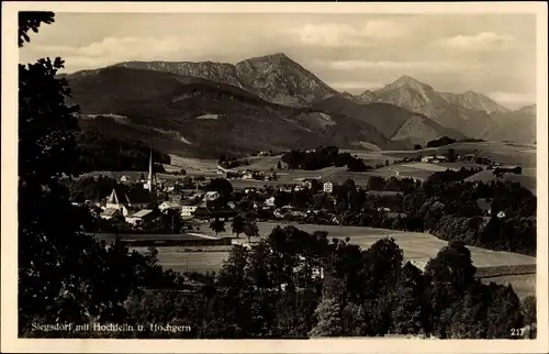 Ak Siegsdorf in Oberbayern, Panorama vom Ort m. Hochfelln u. Hochgern