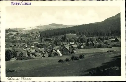 Ak Oker Goslar am Harz, Panorama vom Ort