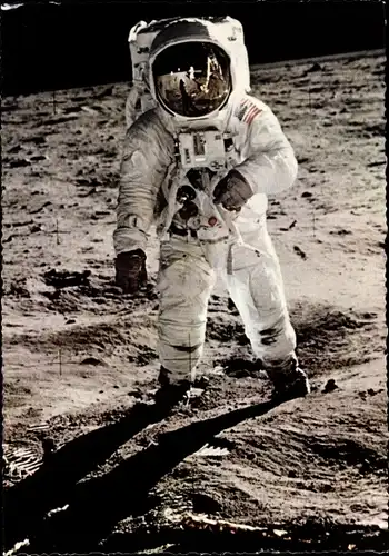 Ak US Astronaut Edwin Aldrin, Mondlandung 21. Juli 1969, Erste Gehversuche, Landefähre Eagle
