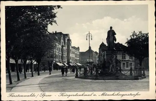 Ak Fürstenwalde an der Spree, Kriegerdenkmal, Münchsberger Straße