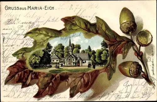 Präge Eichenblatt Litho Planegg in Oberbayern, Maria Eich