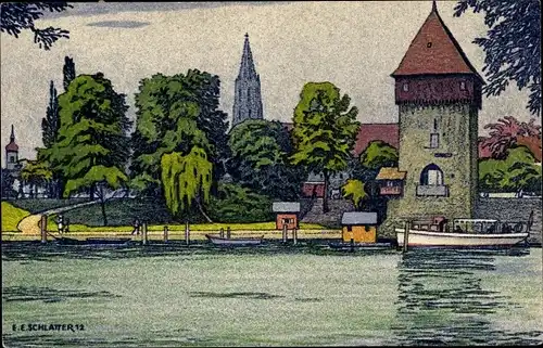 Künstler Ak Schlatter, E. E., Konstanz am Bodensee, Rheinturm