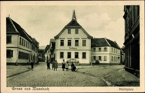 Ak Mußbach Neustadt an der Weinstraße, Marktplatz, Rathaus