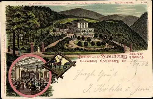 Litho Grafenberg Düsseldorf am Rhein, Hirschsprung, Bes. H. Helbing