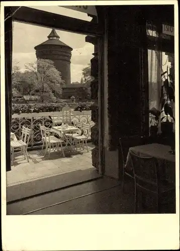 Ak Nürnberg in Mittelfranken Bayern, Café Gisela, Bes. Karl Molter, Laufer Torturm