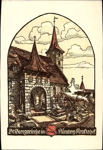 Künstler Ak Kraftshof Nürnberg in Mittelfranken Bayern, St. Georgs Kirche